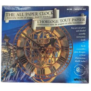 Vintage 1993 WREBBIT The Peace Tower Working PAPER CLOCK Model Open Box Complete